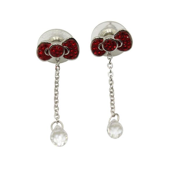 Swarovski Hello Kitty Bow Drop Earrings in Silver Metal